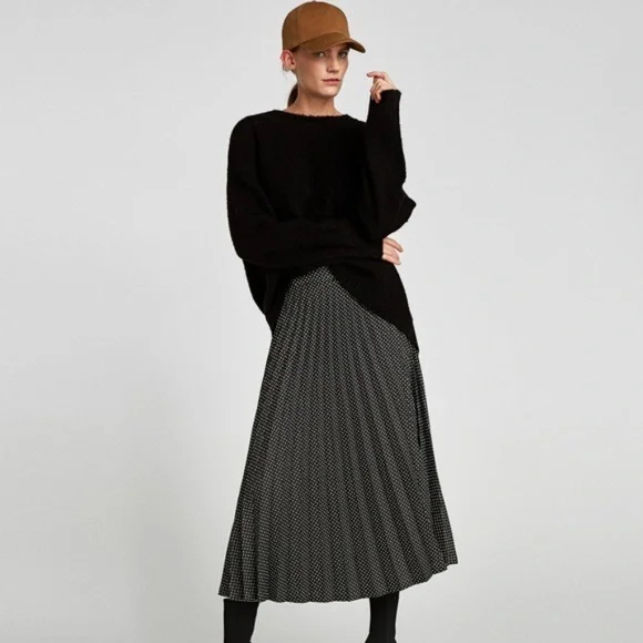 Zara polka dot pleated midi skirt - Picture 2 of 6